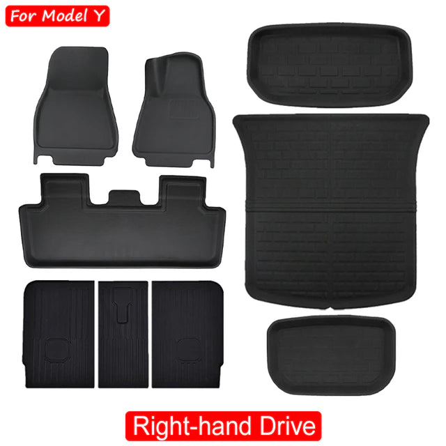 All-Weather Waterproof XPE Floor Mats, Frunk Trunk Cargo Liner Mat, Rear Seat Back Anti Dirty Pad For Tesla Model Y 2020 - 2023